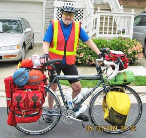 Fred Lonas, taking stock of his supplies, before a long ride.