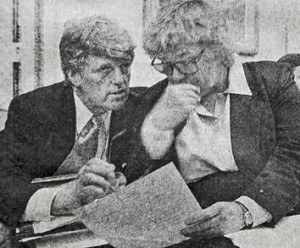 Rep. Zoe Lofgren, reviewing amendments to deal with Columbine, with her Special Counsel, John Flannery.