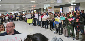 Protest at the Dulles Airport, VA