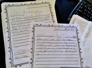 Letters from elementary school students